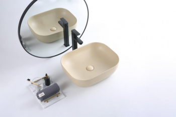 Раковина накладная BELBAGNO 50х40 BB1302-H316 бежевая матовая. Фото