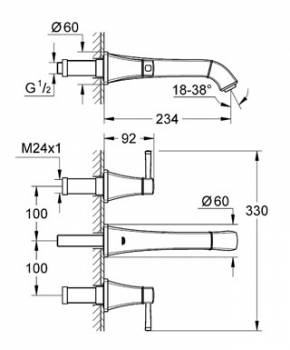 Смеситель для раковины GROHE Grandera 20415000 (внешняя часть). Фото