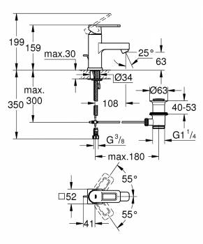 Смеситель для раковины GROHE Quadra 3263100E. Фото