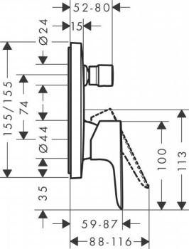 Смеситель для ванны с душем Hansgrohe Talis E 71745700. Фото