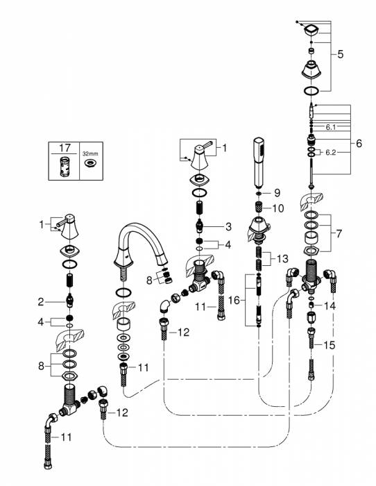 Смеситель для ванны GROHE Grandera 19919IG0. Фото