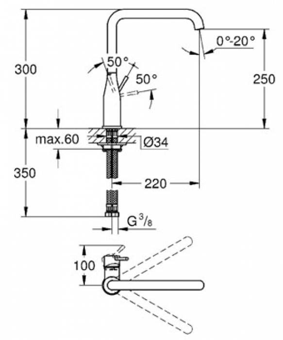 Смеситель для мойки GROHE Essence New 30269000. Фото