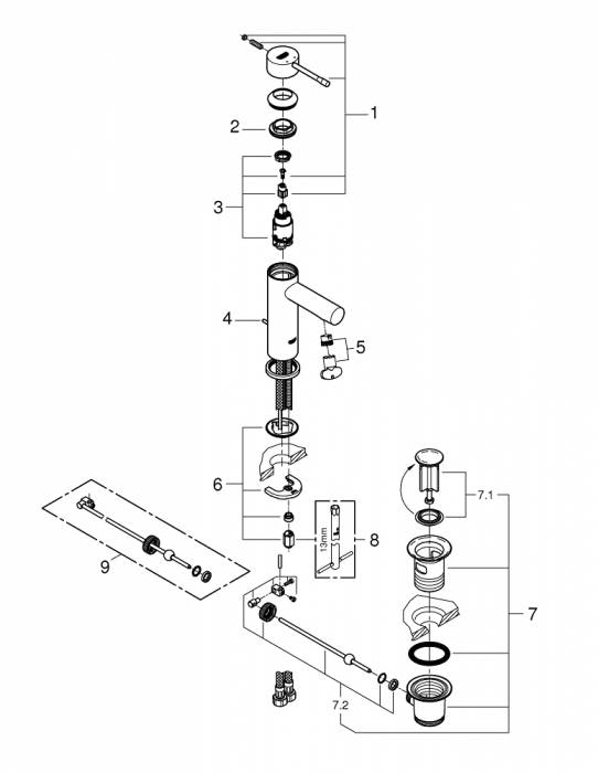 Смеситель для раковины GROHE Essence New 32898001. Фото
